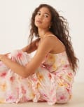 [Wild Lovers] Wild Lovers Cali Dreams floral print ruffle beach maxi dress in white M WHITE