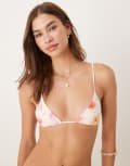 [Wild Lovers] Wild Lovers Cali Dreams floral print triangle bikini top in white XS WHITE