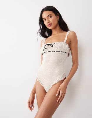 Celeste - Body en dentelle - Ivoire-Blanc S