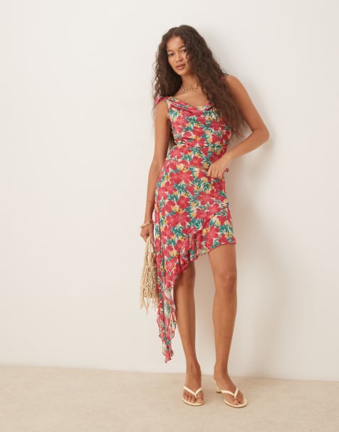 Wild Lovers floral print mesh beach co-ord in pink multi - view 1