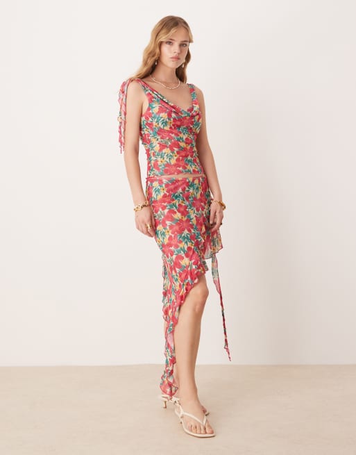 Wild Lovers floral print mesh beach set in pink multi