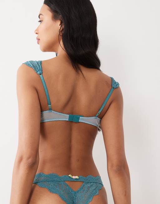 Wild Lovers Floriane underwired bra with lace trim in blue, 3 of 4