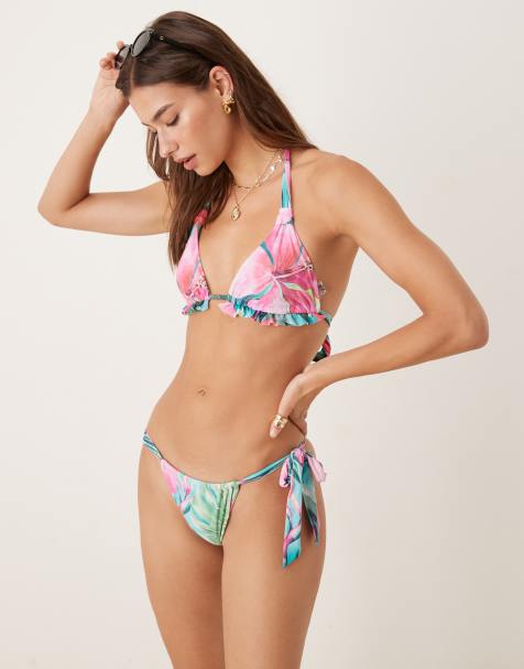 Wild Lovers Havanna Night floral print tieside bikini bottom in purple multi - view 1