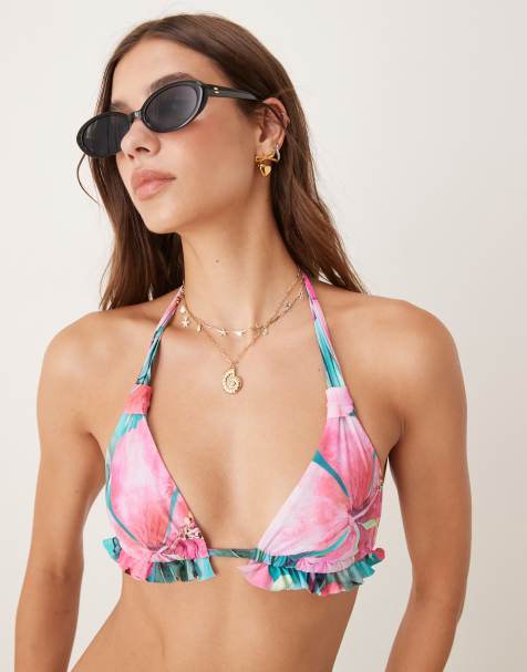Wild Lovers Havanna Night floral print triangle bikini top in purple multi - view 1