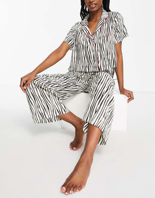 Wild Lovers Heidi printed pyjama pants in mono zebra (part of a set)