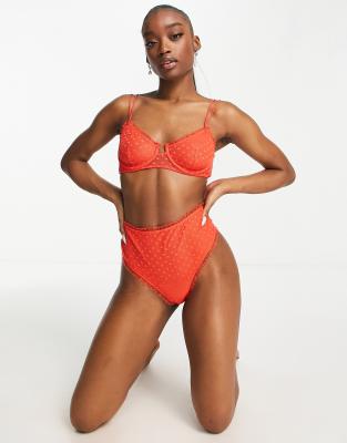 Ruffled-trim mesh bikini panty