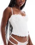 [Wild Lovers] Wild Lovers Jennifer pointelle corset with bow details in white 12 C WHITE