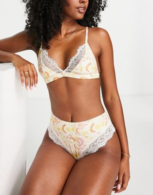 Wild Lovers Jessie satin and lace triangle bra in floral