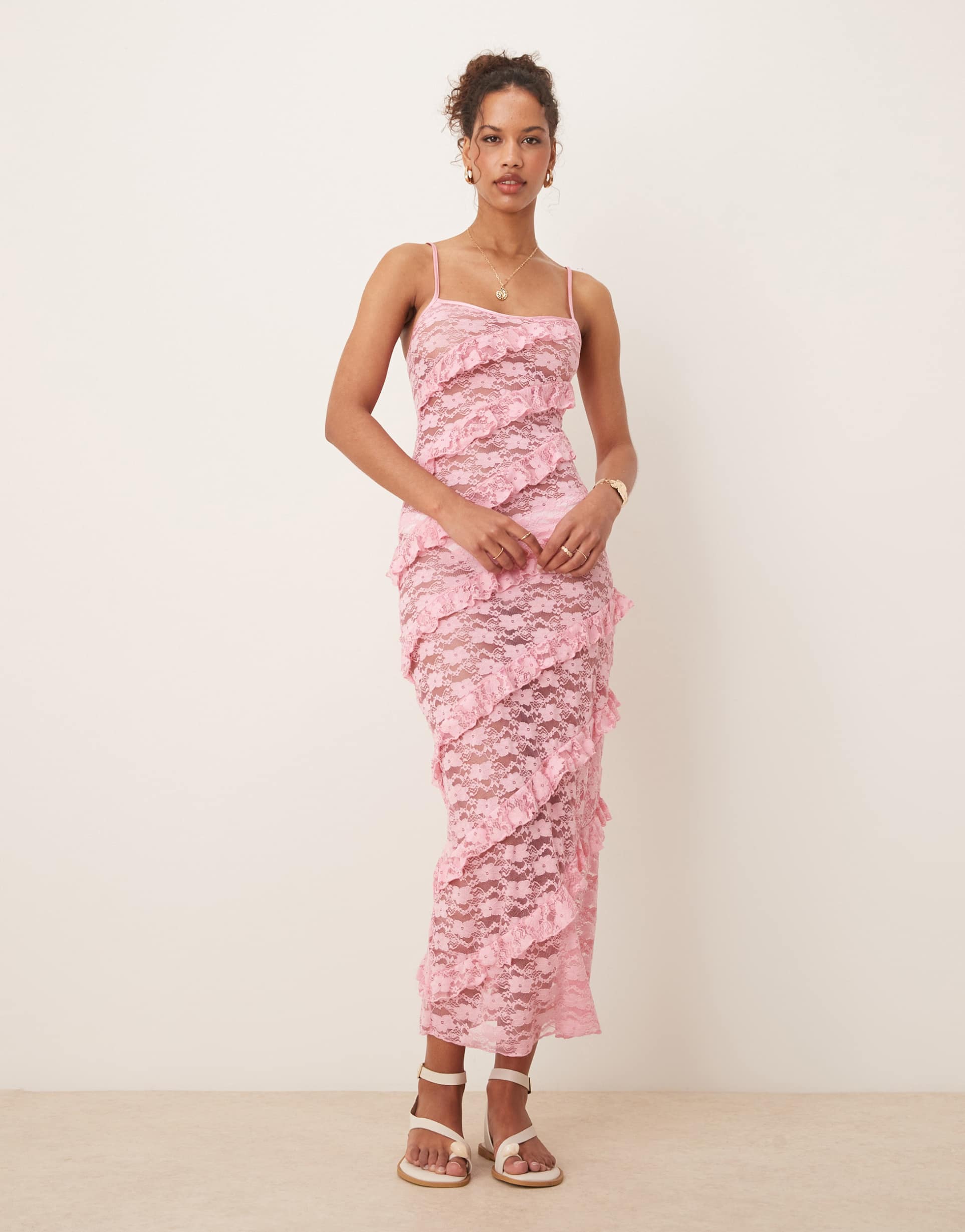 wild lovers lace maxi beach dress in pink