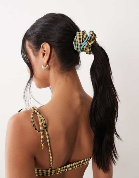 Wild Lovers Lemonade scrunchie in black & brown gingham - view 1
