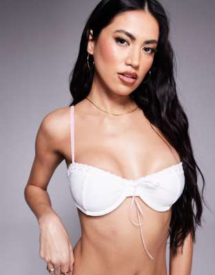 Wild Lovers Lena cotton lace underwired bra in white - view 1