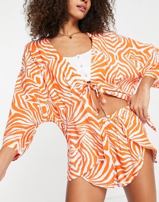 Wild Lovers Linda printed shorts in orange zebra - ASOS Price Checker