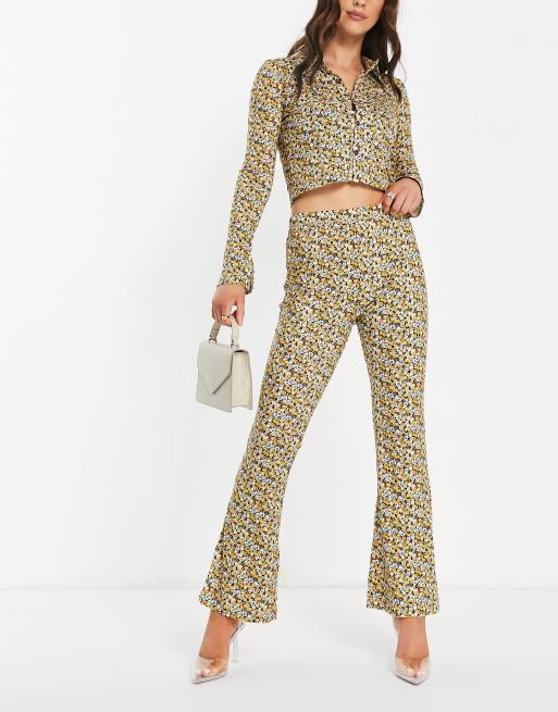 Wild Lovers Malibu festival printed fine rib flared pants in retro floral