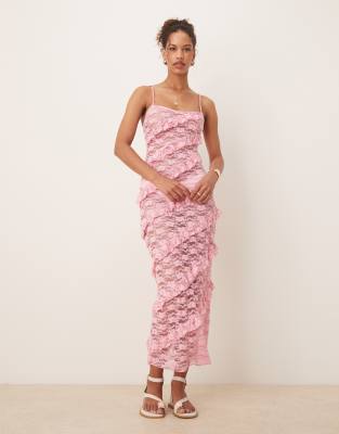 Wild Lovers - Maxi-Strandkleid aus Spitze in Rosa