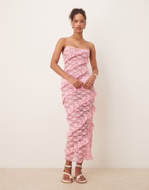 Wild Lovers – Maxi-Strandkleid aus Spitze in Rosa - view 1