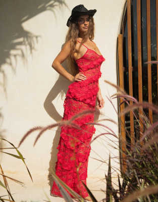 Wild Lovers - Mermaid - Maxi-Strandrock in Rot mit Detail aus Spitze