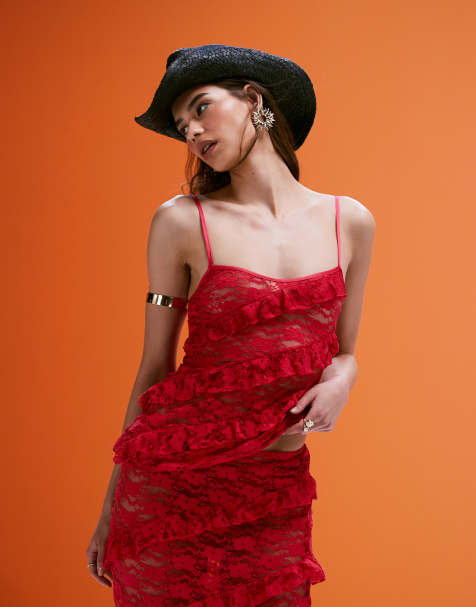 Wild Lovers Mermaid top with lace detail in red - view 1