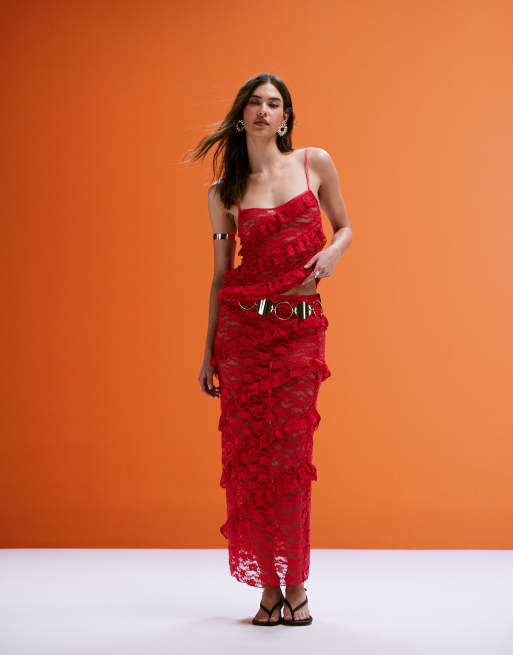 Wild Lovers Mermaid top with lace detail in red, 2 of 4