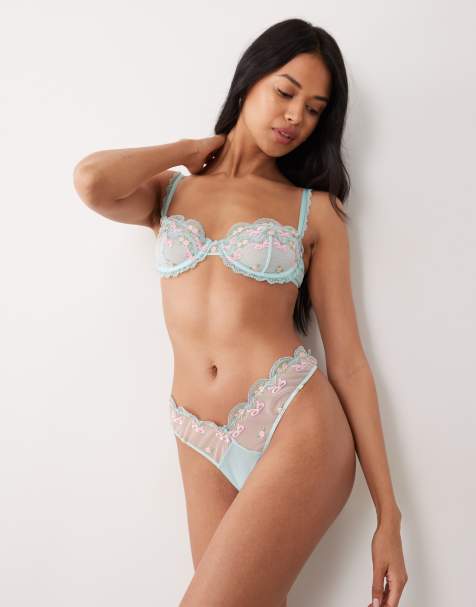 Wild Lovers - Mila - Conjunto azul de tanga y sujetador con lazo de encaje - view 1