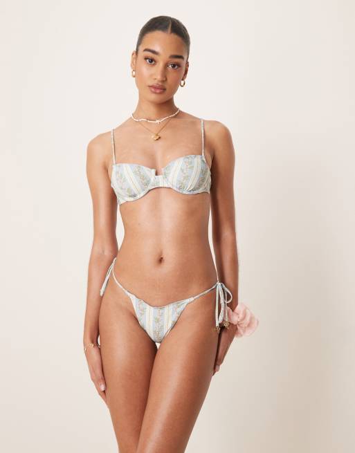 Wild Lovers - Milkshake - Slip bikini blu multicolore con allacciatura laterale