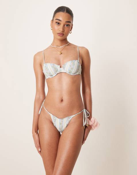 Wild Lovers Milkshake tie side bikini bottom in blue multi - view 1