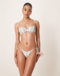 [Wild Lovers] Wild Lovers Milkshake tie side bikini bottoms in blue multi S Multi