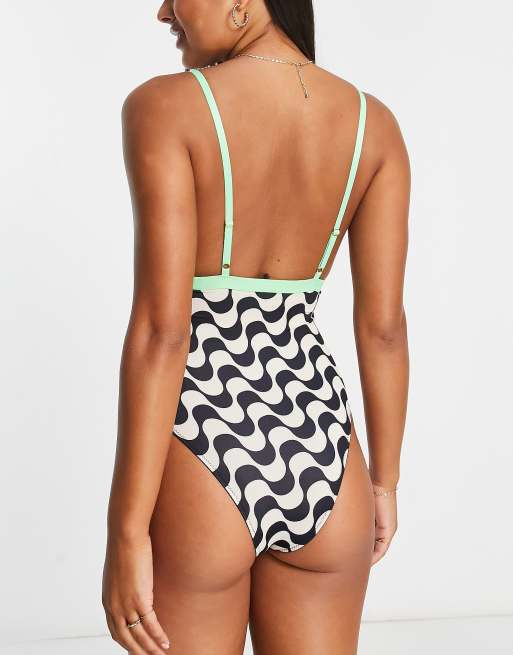 Miss Selfridge scoop bodysuit in zebra print