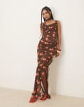 [Wild Lovers] Wild Lovers Oasis sheer maxi beach skirt in floral leopard-Multi XS Multi