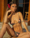 [Wild Lovers] Wild Lovers Oasis tie side bikini bottoms in leopard floral-Multi L Multi