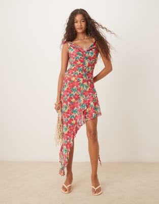 Wild Lovers Ohana Floral Ruffle Mesh Beach Skirt In Multi