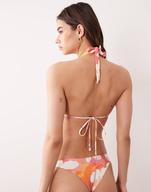 Wild Lovers Peachy halter triangle bikini top in pink multi, 5 of 5