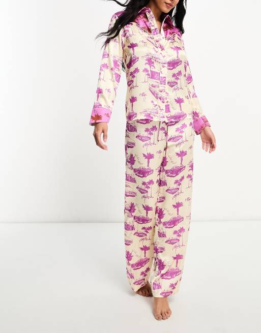 Wild Lovers Presley pyjama top in retro graphic print ASOS