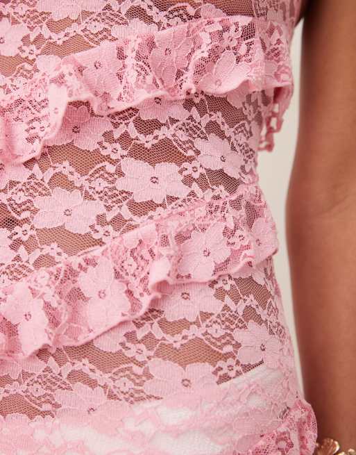 Wild Lovers - Robe de plage longue en dentelle - Rose, 3 de 4