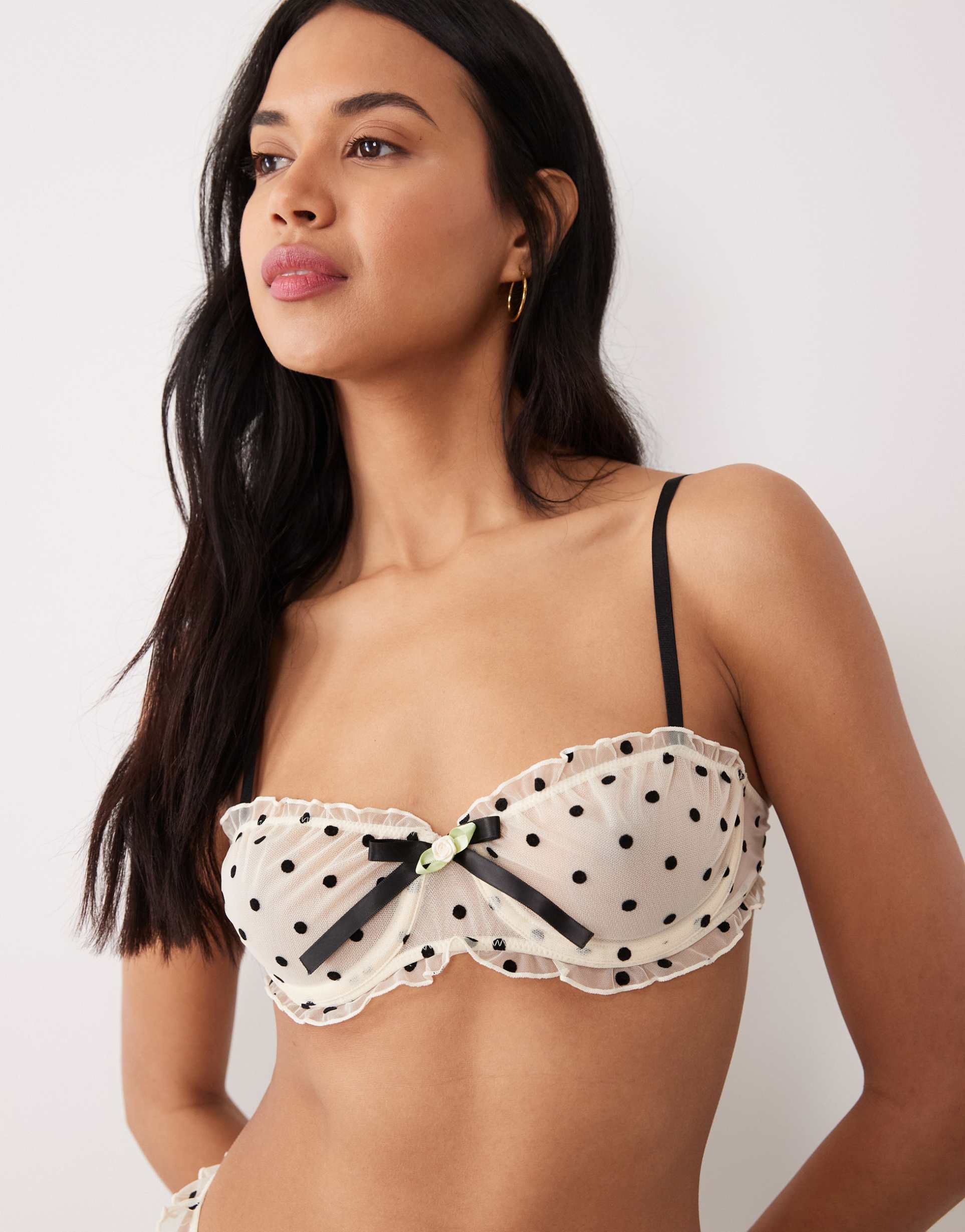 wild lovers romy mesh bra in black and white polka dot
