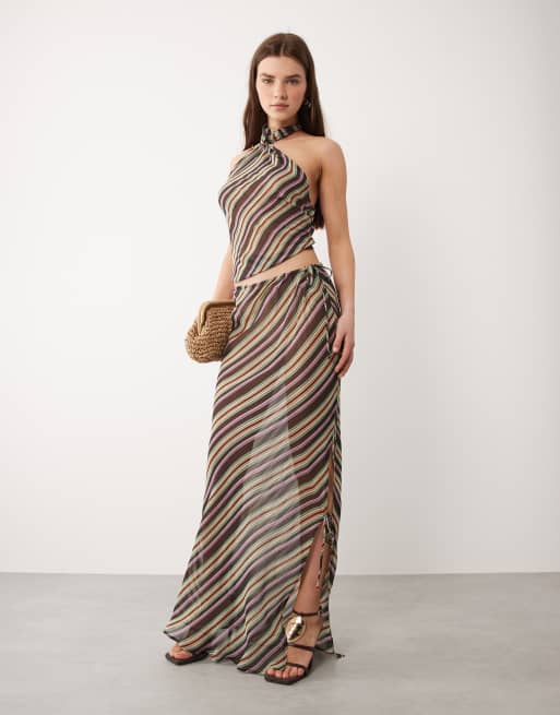 Wild Lovers Sahara halter beach top in multi stripes, 3 of 5