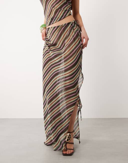 Wild Lovers Sahara maxi beach skirt in multi stripe, 4 of 5