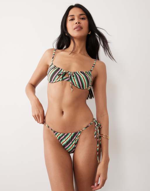 Wild Lovers – Sahara – Seitlich gebundene Bikinihose mit buntem Streifenmuster, 2 von 5