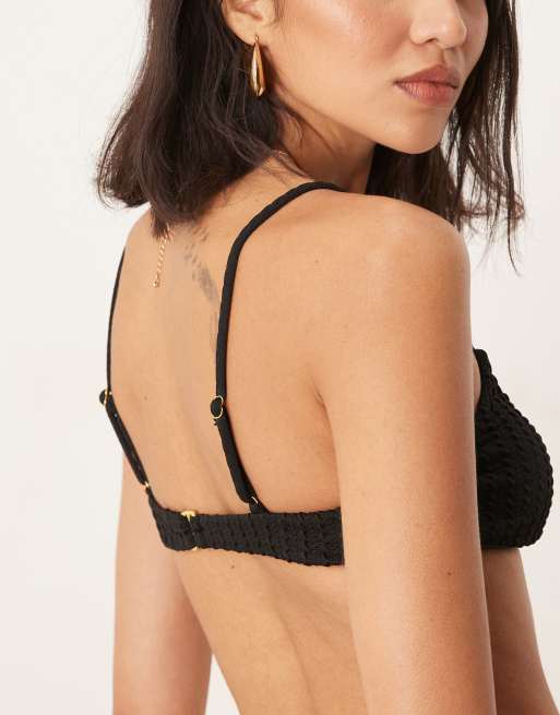 Wild Lovers - Sandy - Top bikini nero e bianco con volant a contrasto, 3 di 4