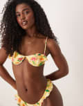[Wild Lovers] Wild Lovers Studio 54 bikini top with frill detail in multi M Multi