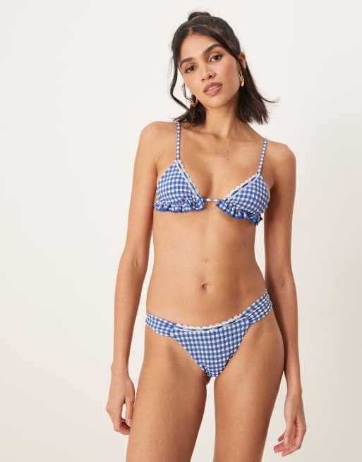 Wild Lovers - Velero - Ensemble de bikini avec bordure en galon - Vichy bleu