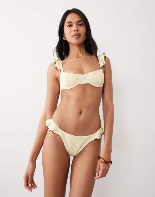 Wild Lovers - Zesty - Bas de bikini à bords volantés - Jaune beurre, 2 de 5