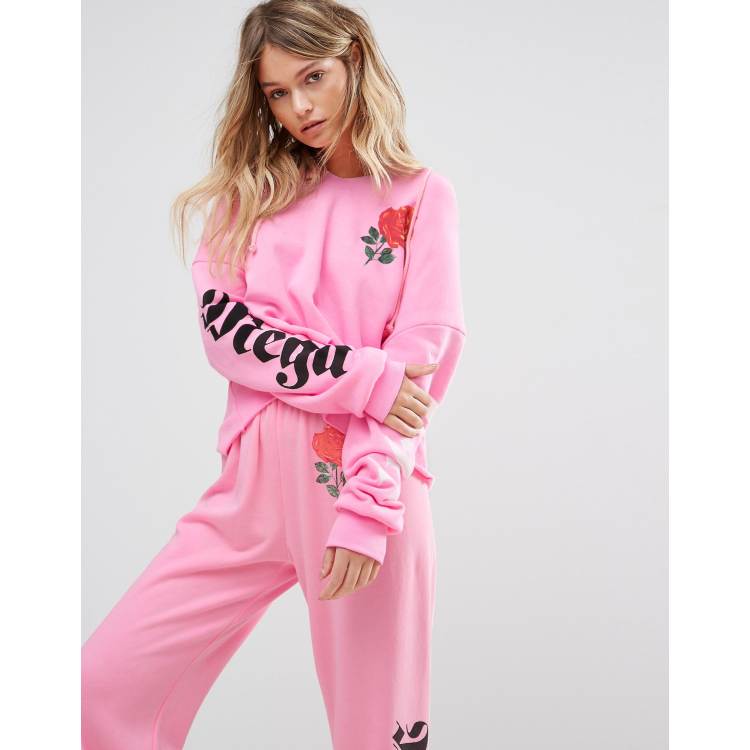 Wildfox Mega Chic Rose Raw Hem Hoody | ASOS