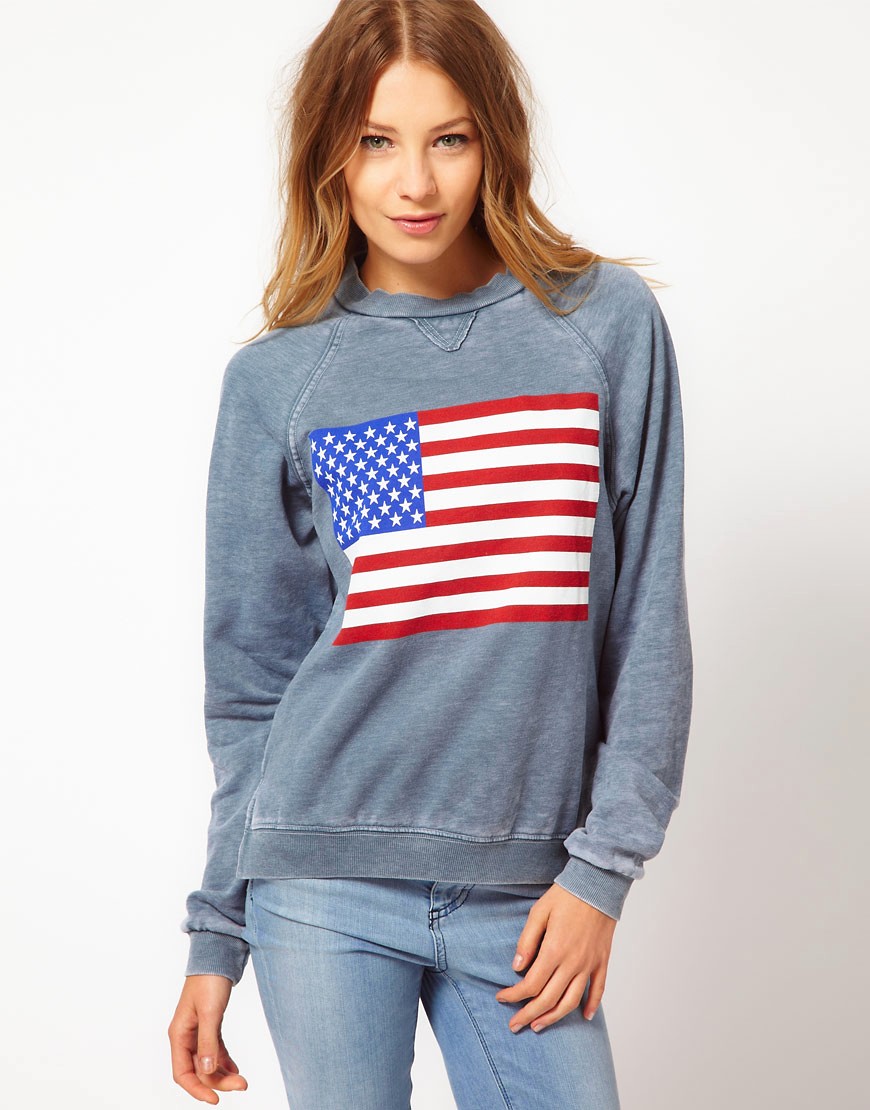Wildfox - Sweater met Amerikaanse vlag-Blauw