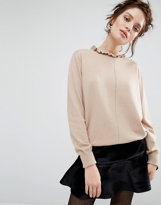 Willow and Paige Shrunken Jumper With Frill Collar | ASOS