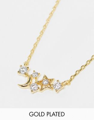 With Bling 18k gold plated celestial crystal necklace