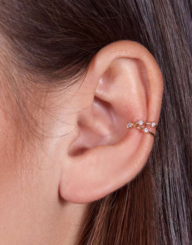 With Bling 18k gold plated crystal ear cuff