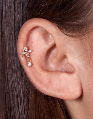 With Bling 18k gold plated crystal filigree piercing with 6mm & 8mm titanium bar