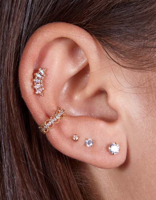 1 Pair IG Style Shiny Letter X Plating Inlay Copper Zircon 14K Gold Plated  Ear Studs