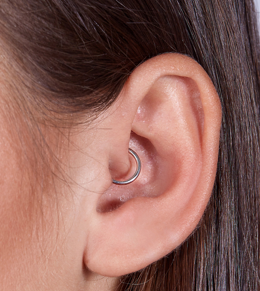 With Bling 8mm clicker hoop earring in silver plate