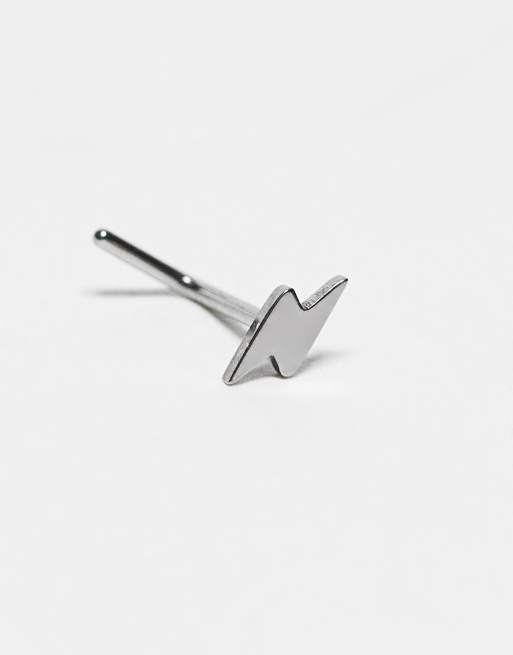 With Bling - Clou de nez motif éclair en plaqué argent, 2 de 4